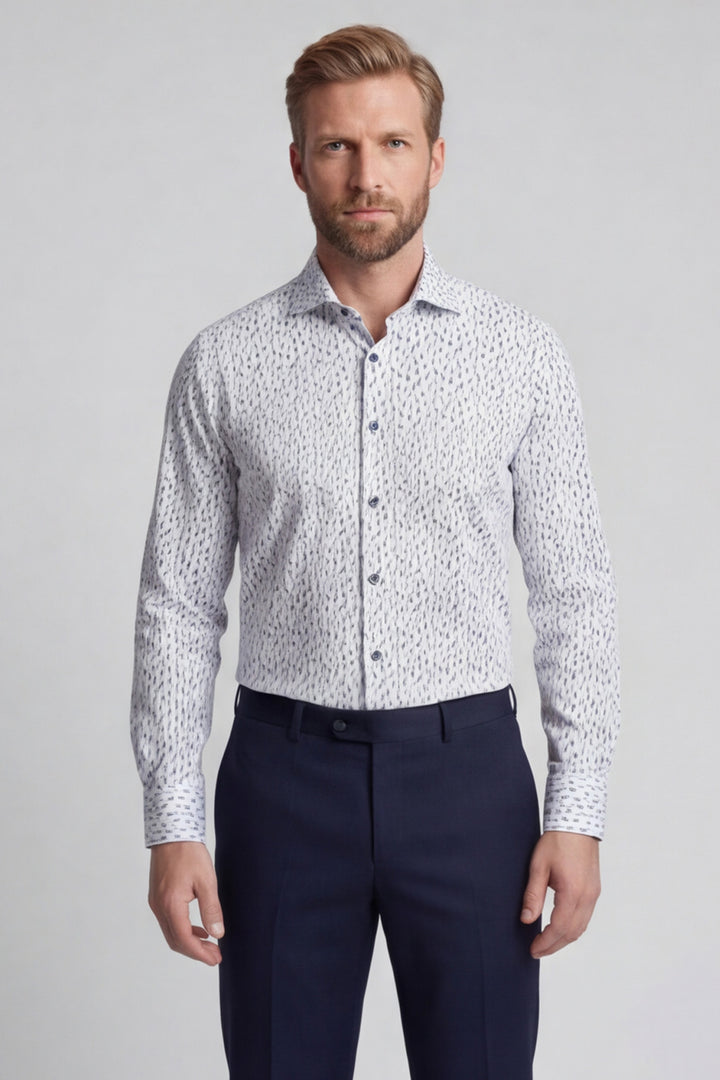Giordano Locarno Print Overhemd - Lichtblauw