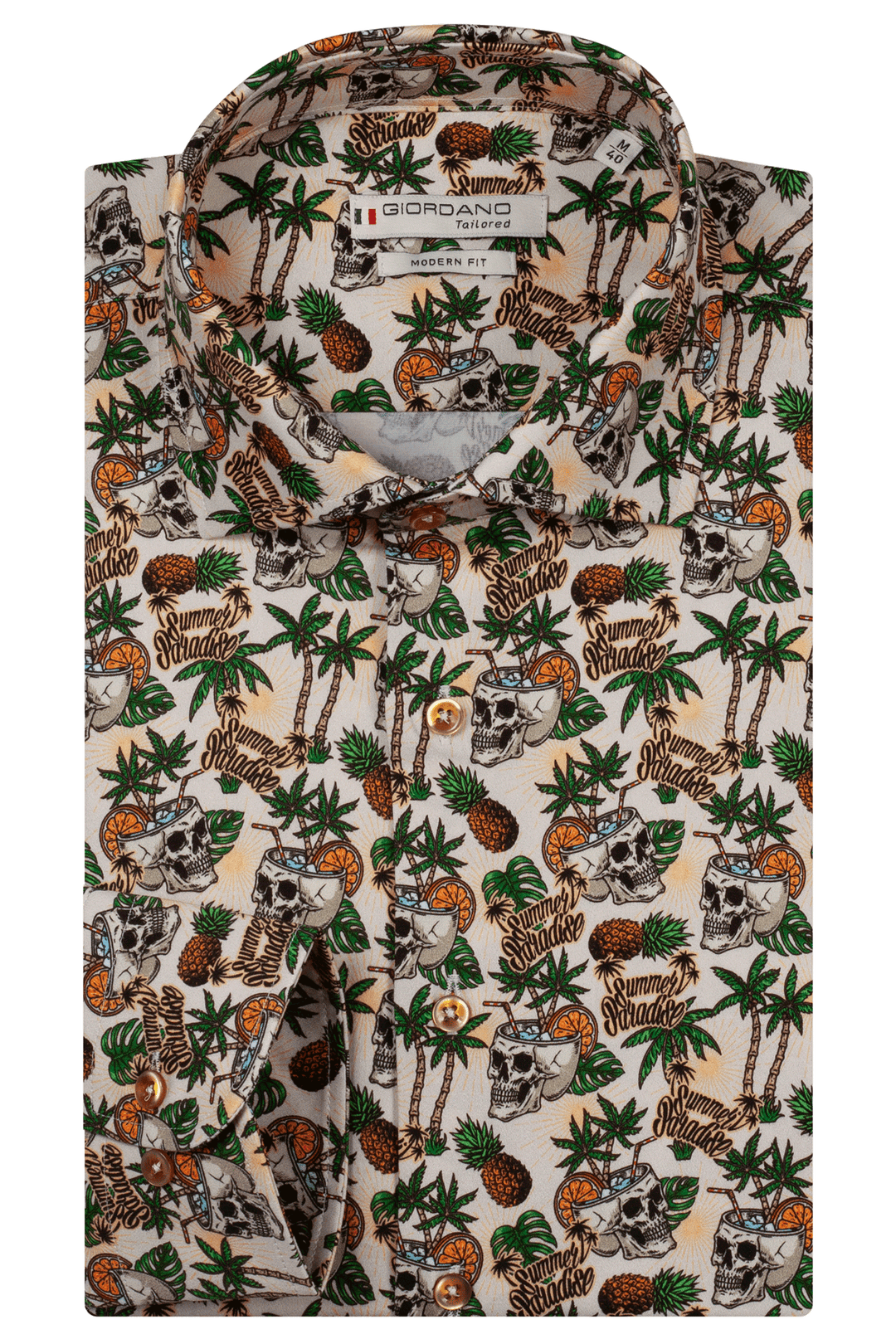 Giordano Maggiore Tropische print Overhemd - Groen