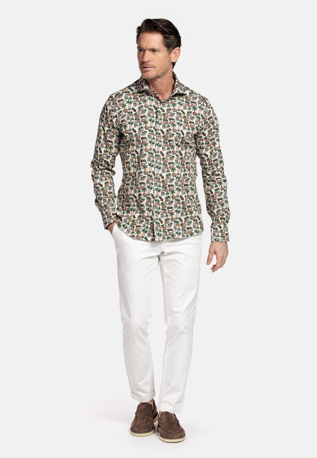 Giordano Maggiore Tropische print Overhemd - Groen
