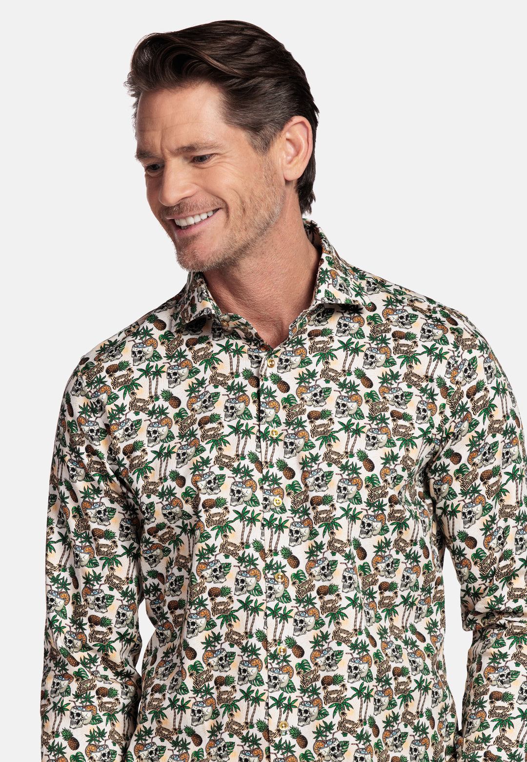Giordano Maggiore Tropische print Overhemd - Groen