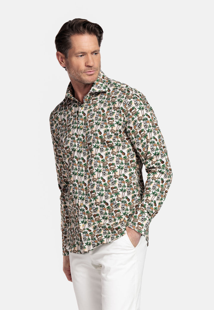 Giordano Maggiore Tropische print Overhemd - Groen