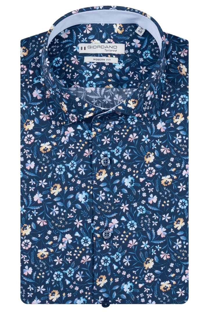 Giordano Locarno Bloemenprint Overhemd - Blue