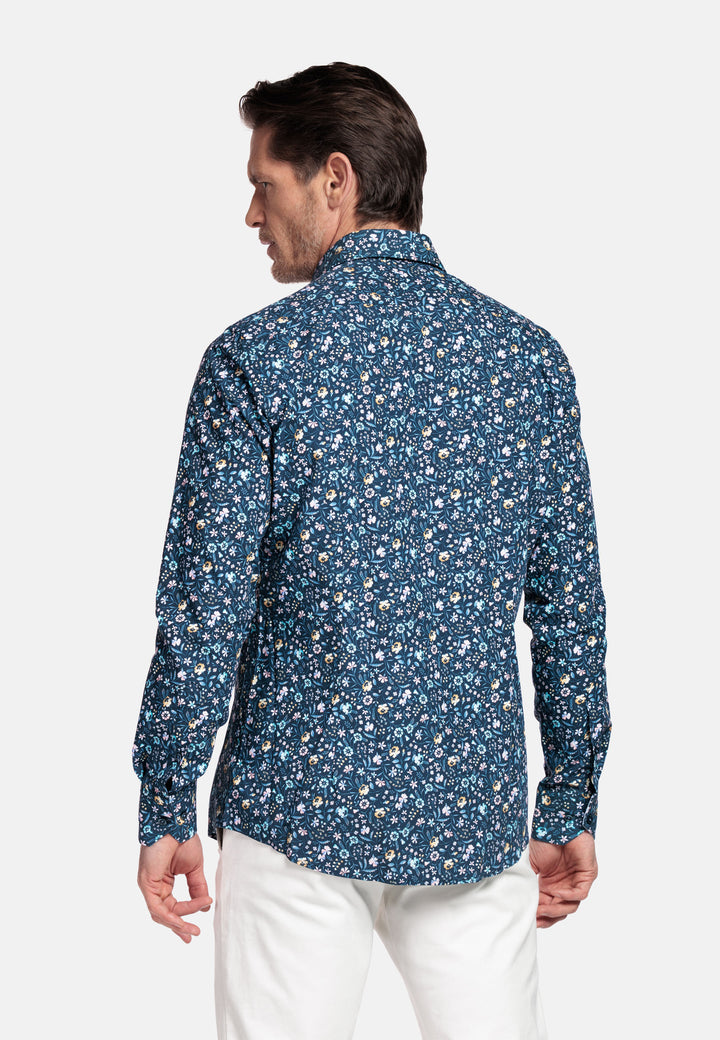 Giordano Locarno Bloemenprint Overhemd - Blue