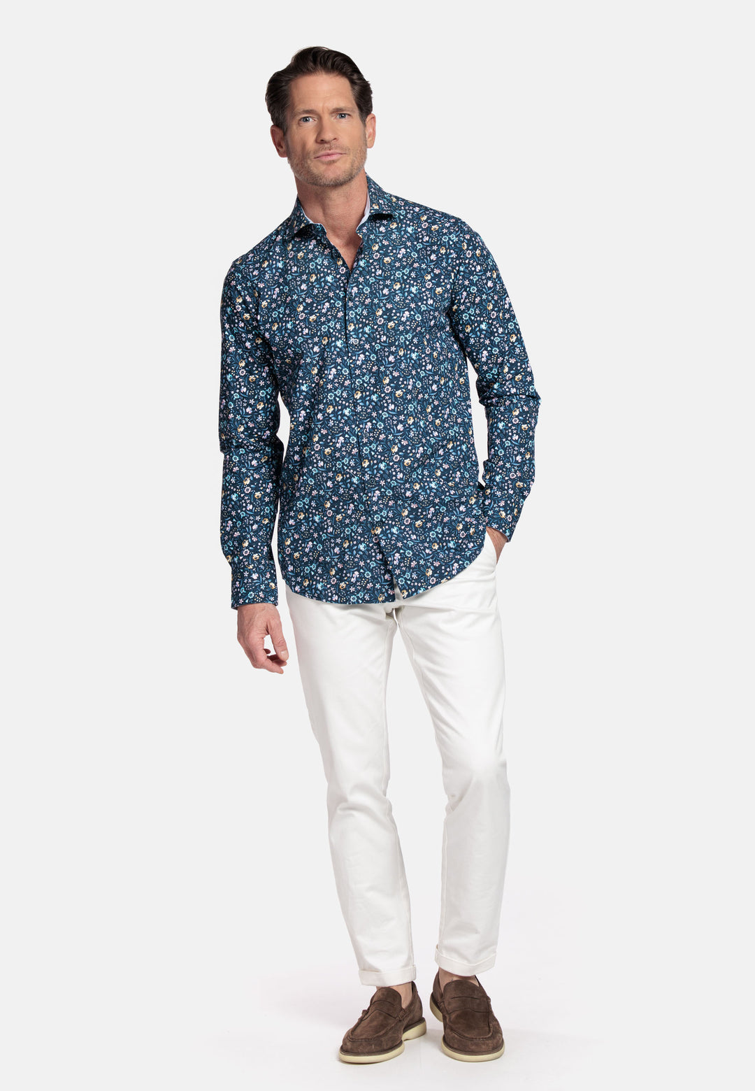 Giordano Locarno Bloemenprint Overhemd - Blue