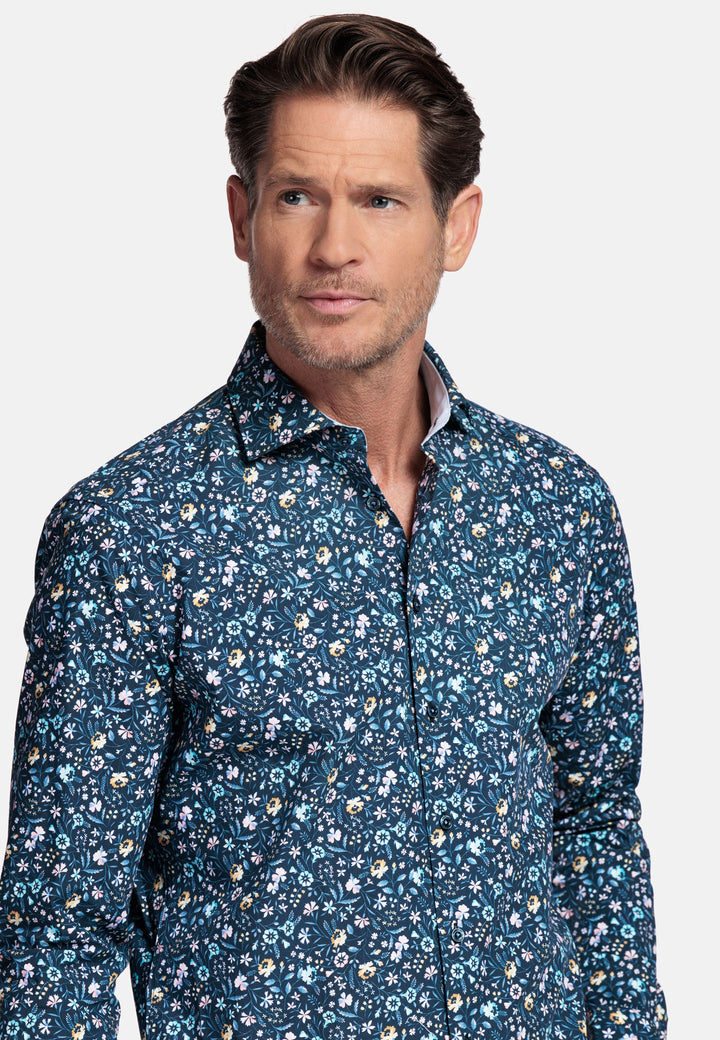 Giordano Locarno Bloemenprint Overhemd - Blue