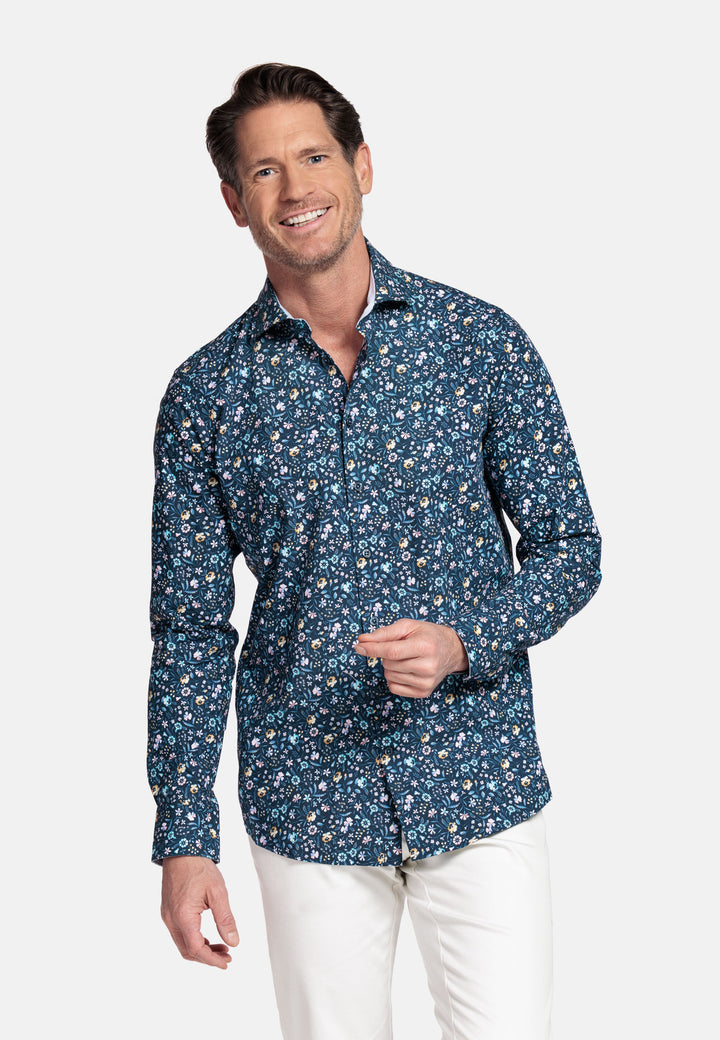 Giordano Locarno Bloemenprint Overhemd - Blue