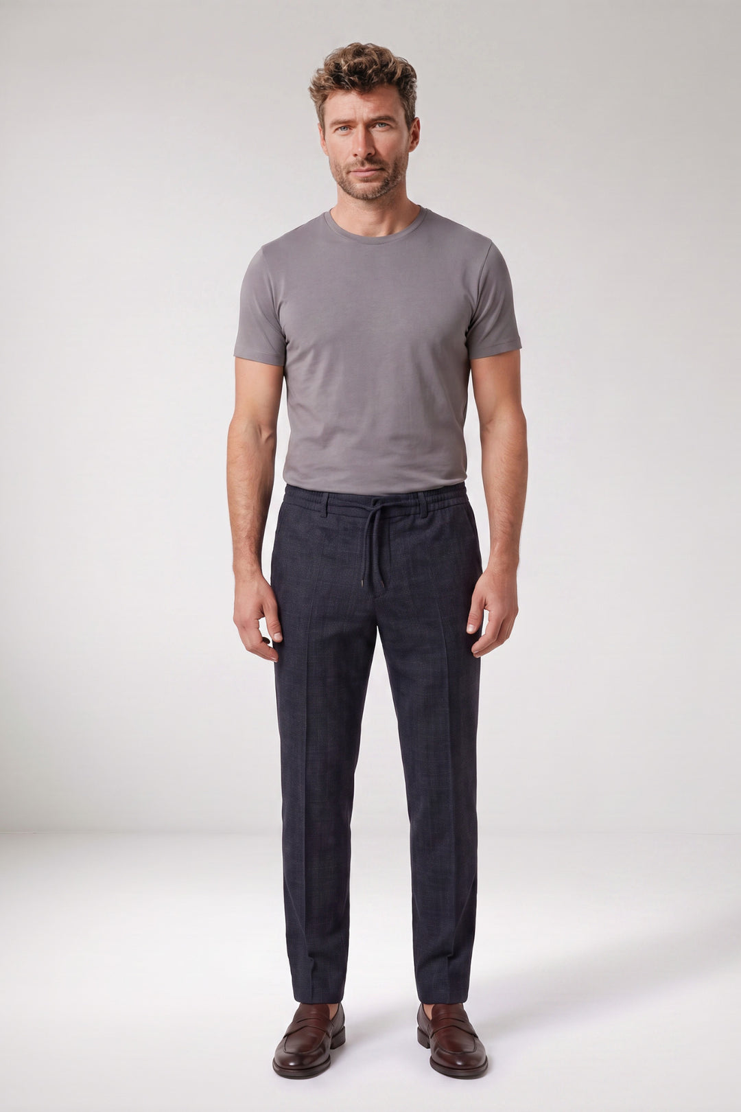 Giordano Certosa Geruite Pantalon - Donkerblauw