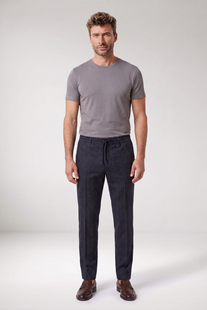Giordano Certosa Geruite Pantalon - Donkerblauw