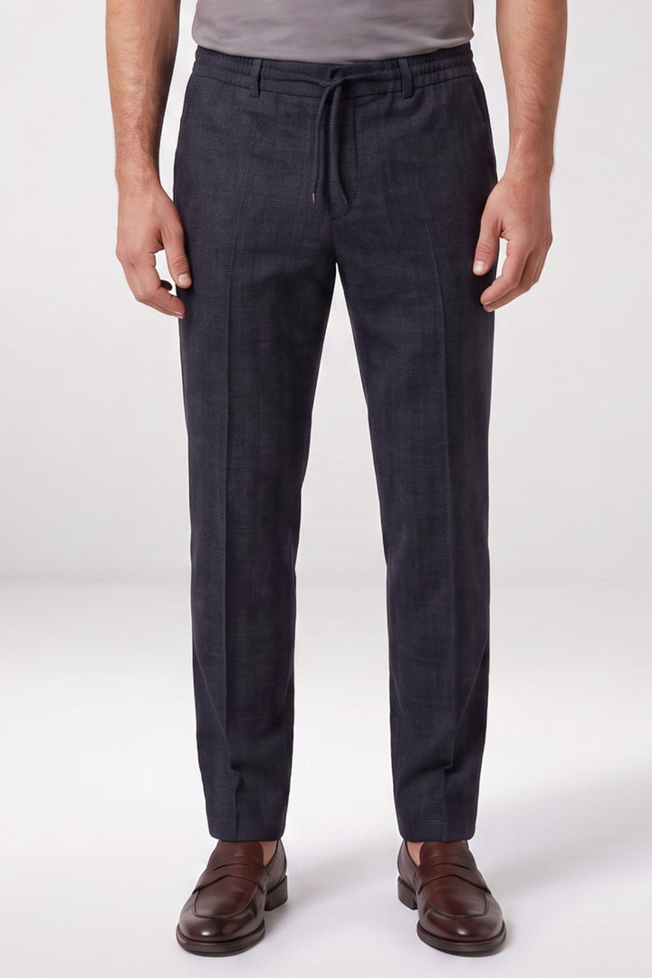 Giordano Certosa Geruite Pantalon - Donkerblauw