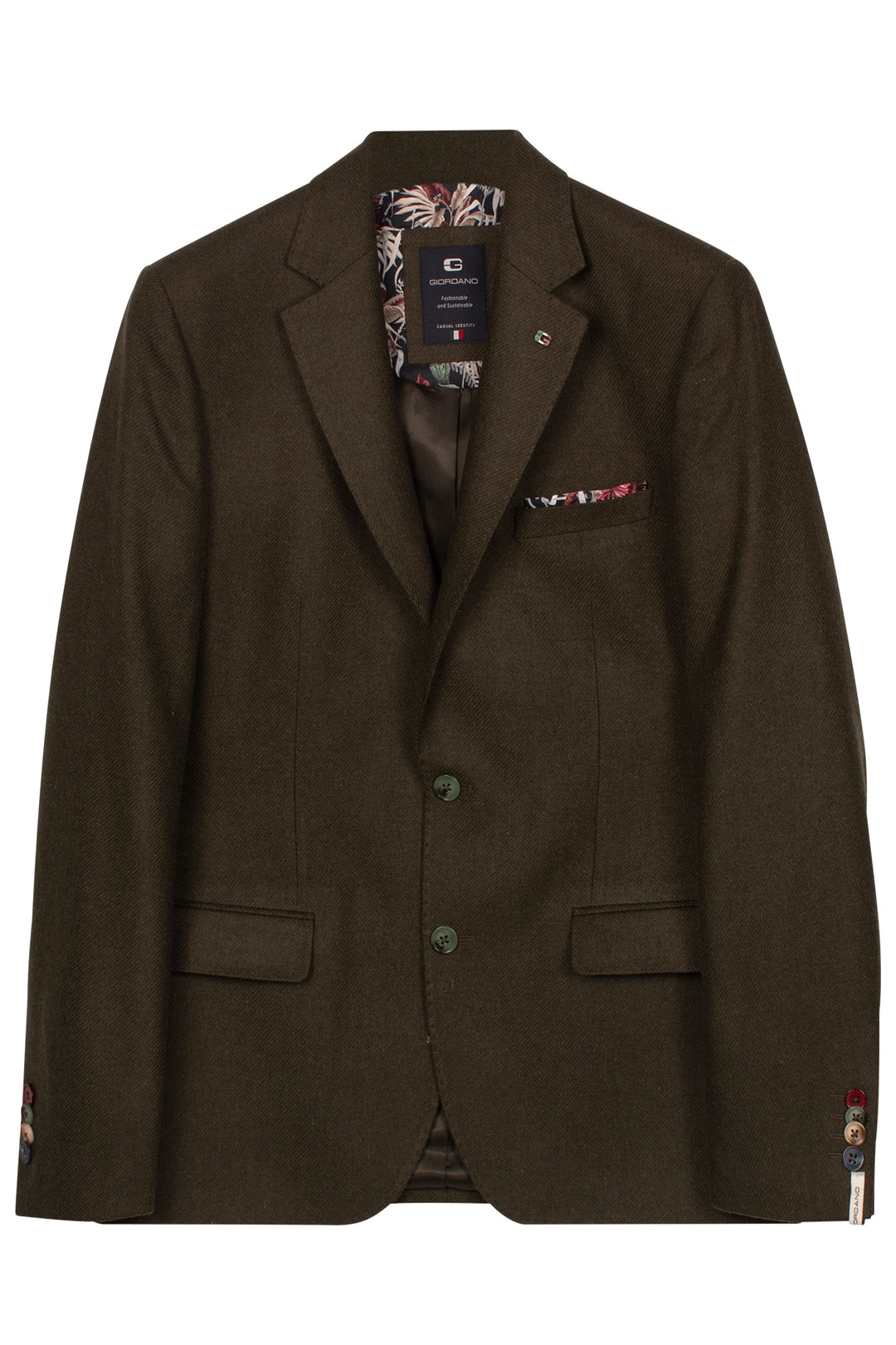Giordano Roberto Luxury Wool Colbert - Donkergroen