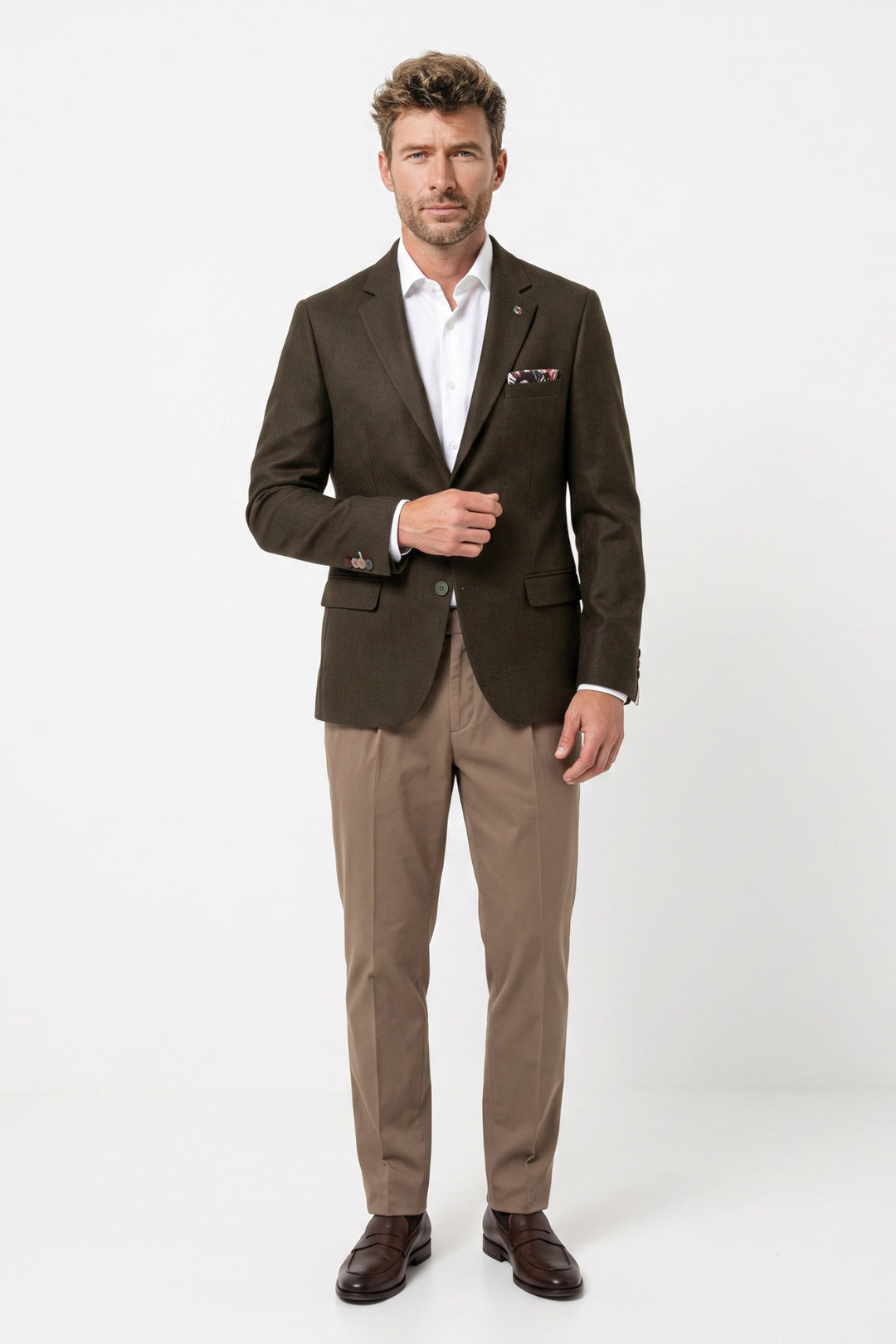 Giordano Roberto Luxury Wool Colbert - Donkergroen
