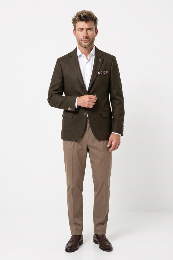 Giordano Roberto Luxury Wool Colbert - Donkergroen