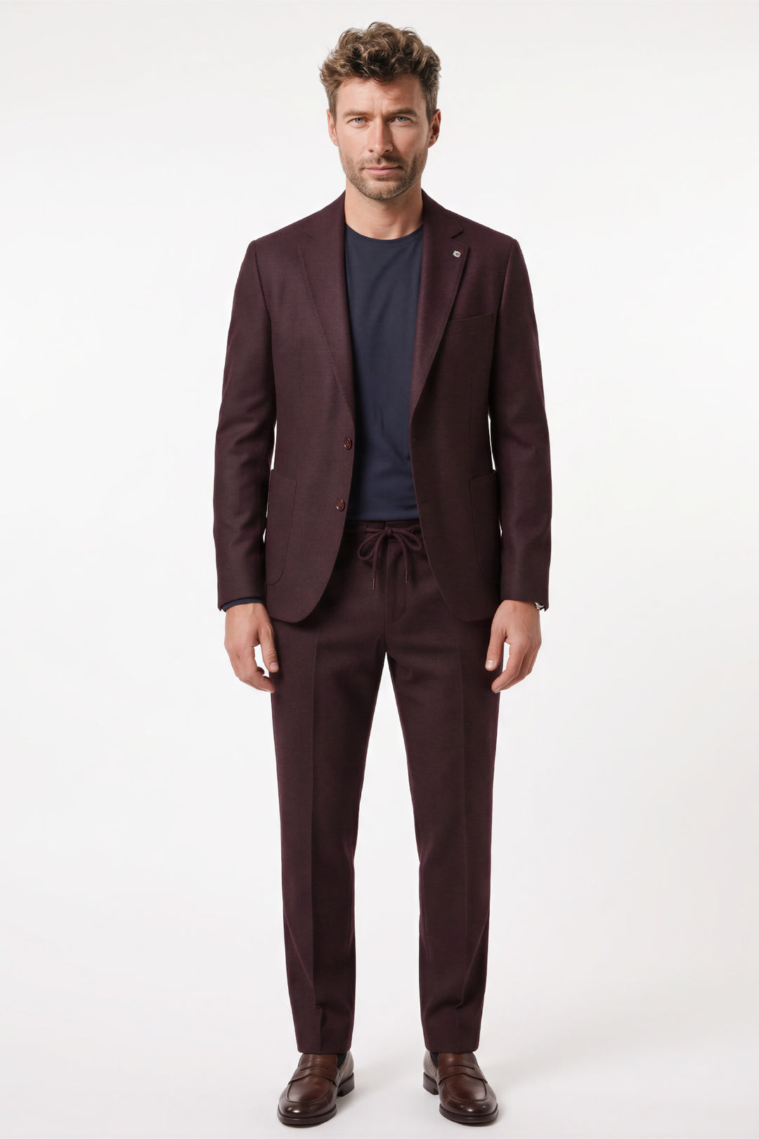 Giordano Pietro Printed Wooltouch Colbert - Paars