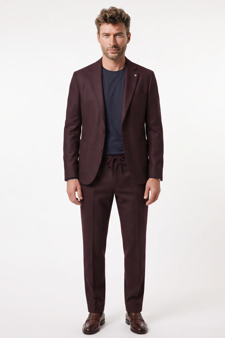 Giordano Pietro Printed Wooltouch Colbert - Paars