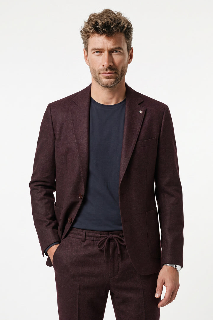 Giordano Pietro Printed Wooltouch Colbert - Paars