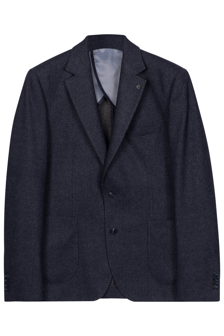 Giordano Pietro Printed Wooltouch Colbert - Donkerblauw