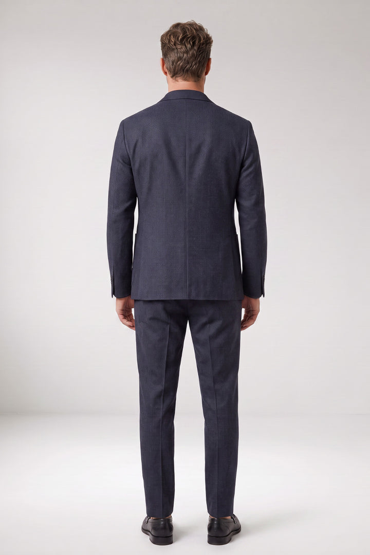 Giordano Pietro Printed Wooltouch Colbert - Donkerblauw