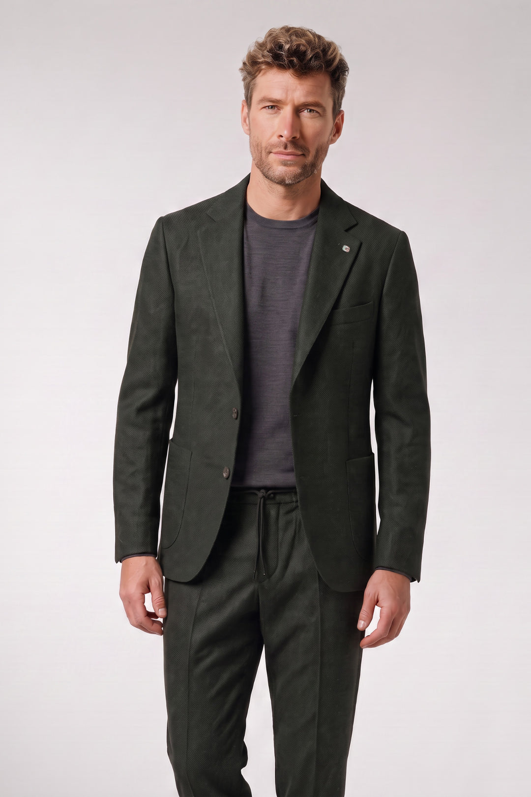 Giordano Pietro Printed Wooltouch Colbert - Groen