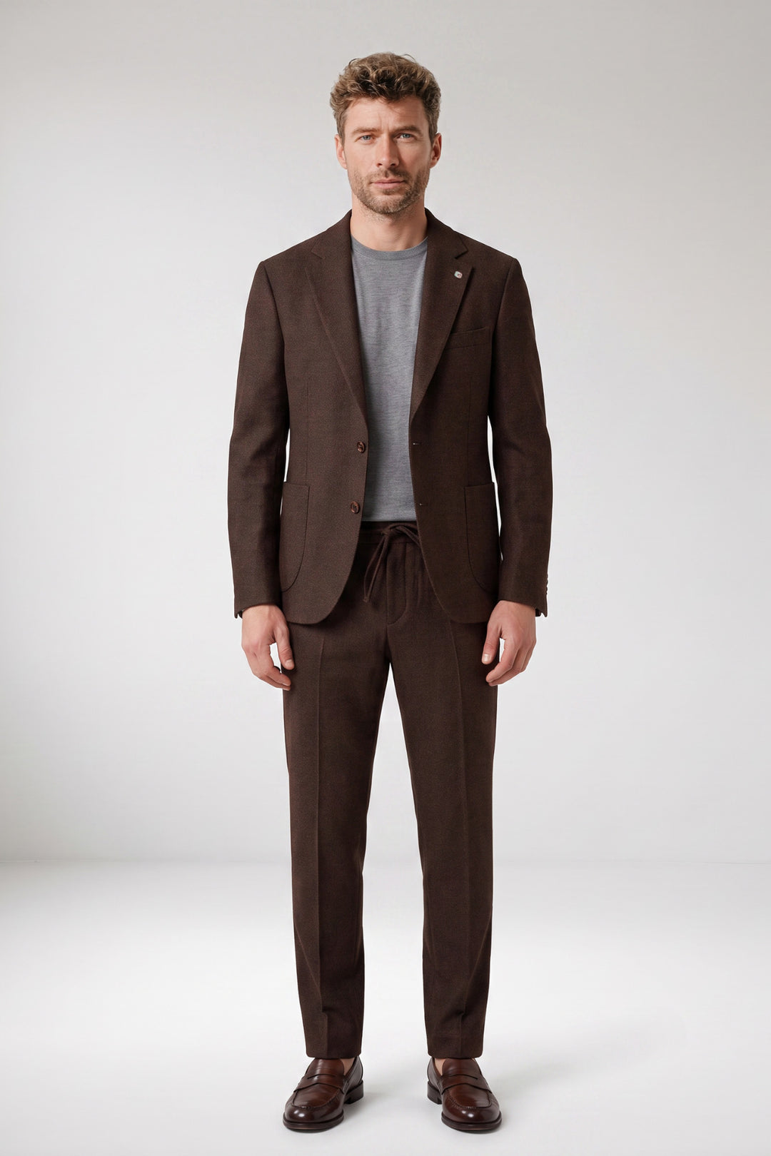 Giordano Roberto Luxury Wool Colbert - Donkerbruin