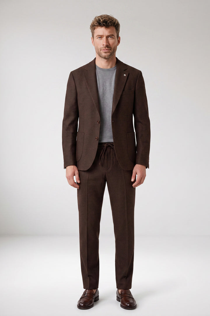 Giordano Roberto Luxury Wool Colbert - Donkerbruin