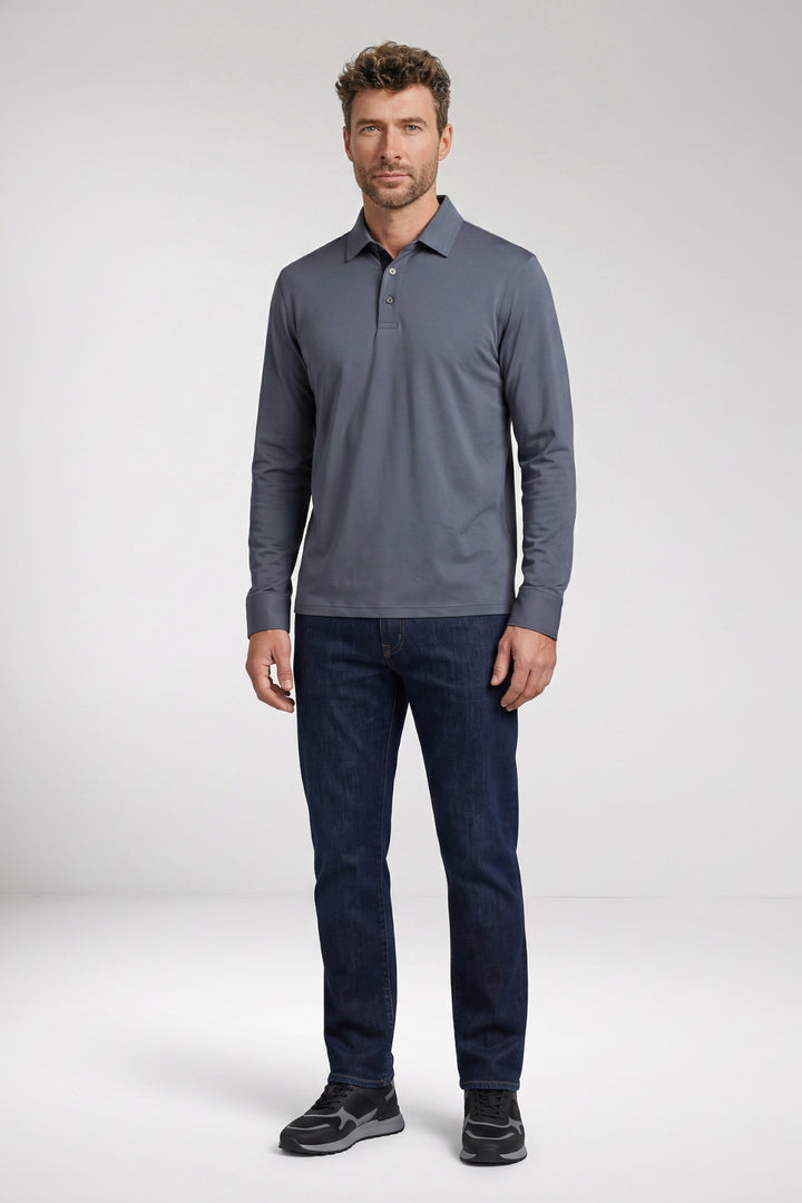 Luke Liquid Cotton Polo - Denimblauw