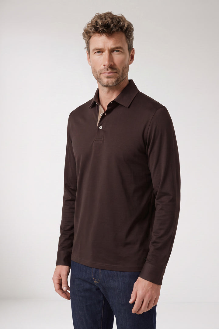 Giordano Luke Liquid Cotton Polo - Donkerbruin
