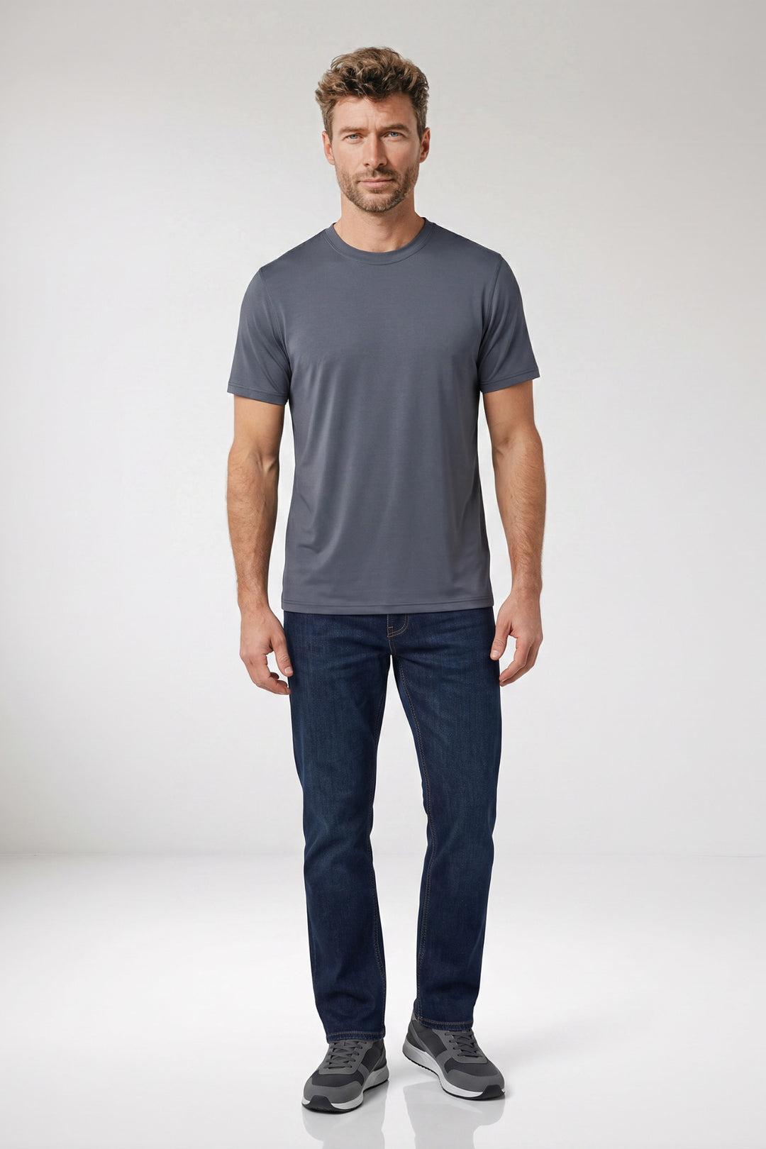Luca Liquid Cotton T-shirt - Middenblauw