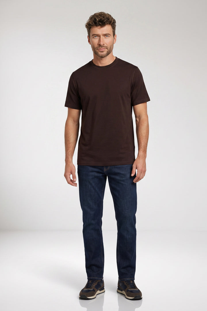 Luca Liquid Cotton T-shirt - Donkerbruin