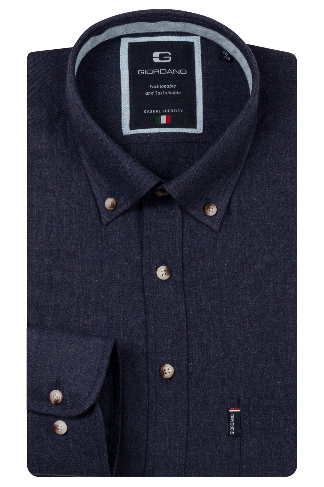 Giordano Blue Lange mouw Regular Fit   Overhemd 627005 60