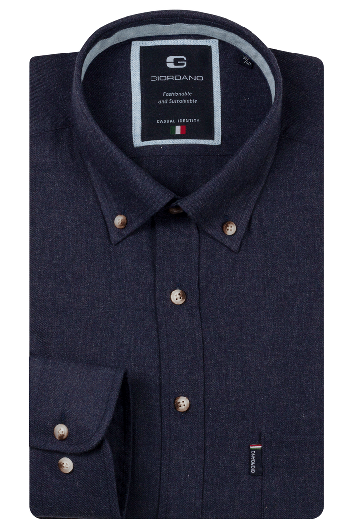 Dino Flanel Overhemd - Donkerblauw