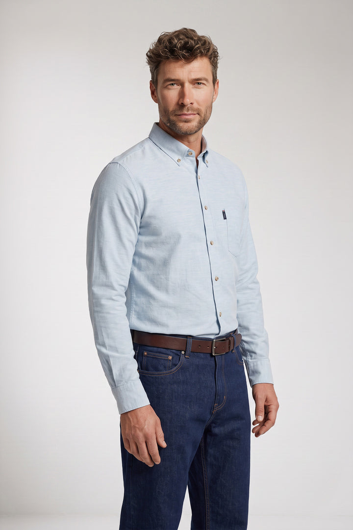 Dino Flanel Overhemd - Lichtblauw