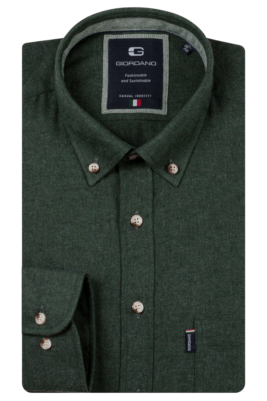 Giordano Dino Flanel Overhemd - Donkergroen