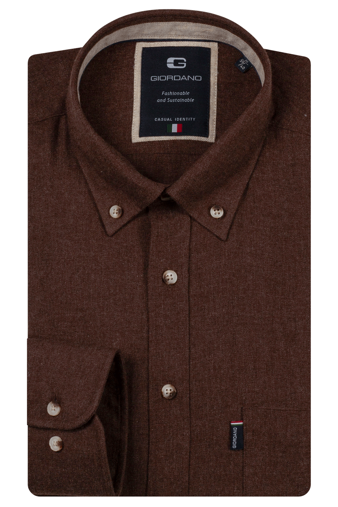 Giordano Dino Flanel Overhemd - Donkerbruin