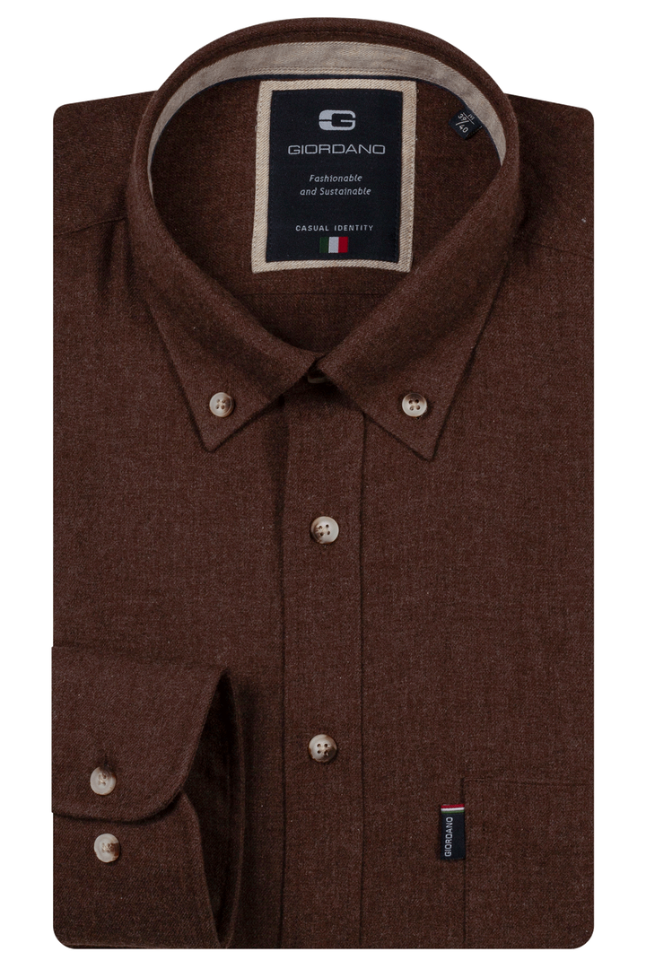 Giordano Dino Flanel Overhemd - Donkerbruin