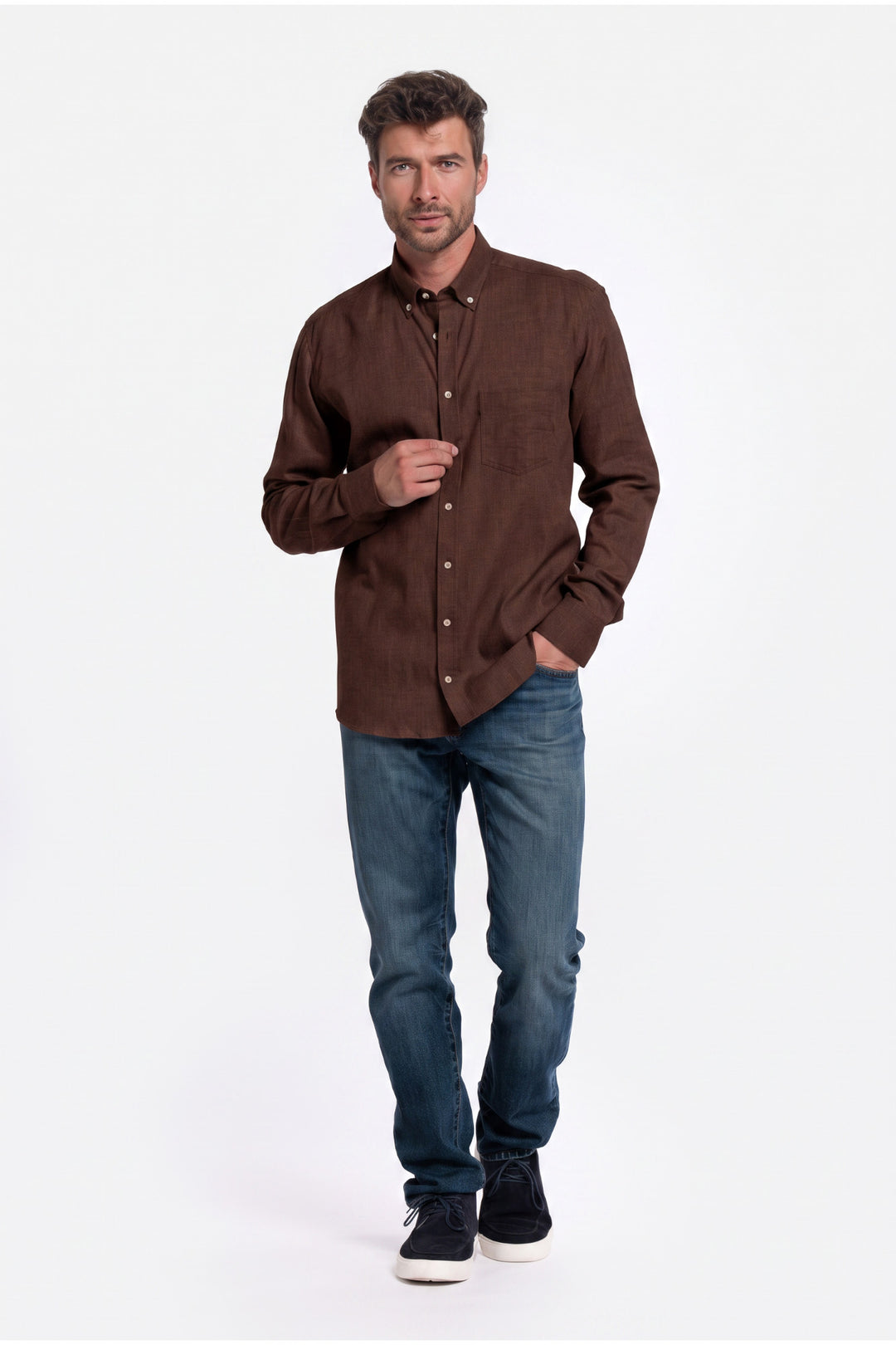Giordano Dino Flanel Overhemd - Donkerbruin