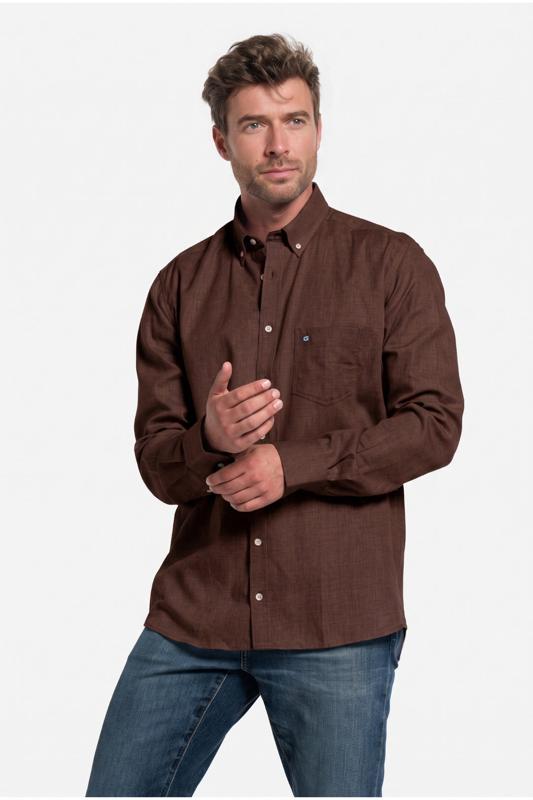 Giordano Dino Flanel Overhemd - Donkerbruin