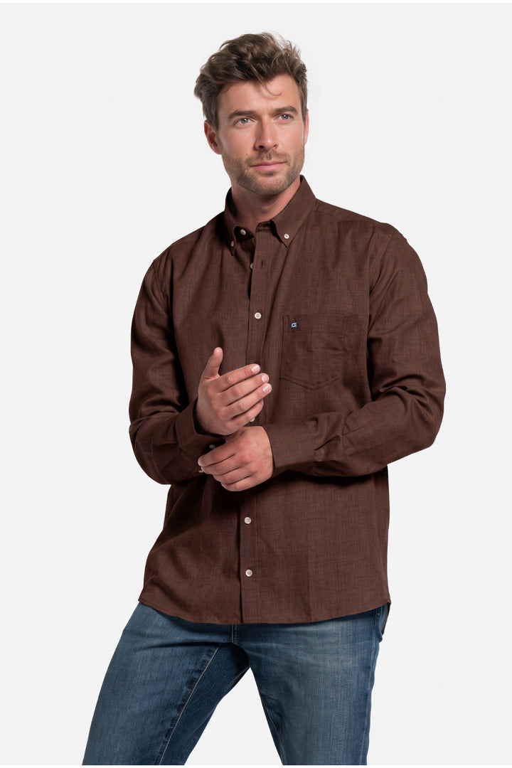 Giordano Dino Flanel Overhemd - Donkerbruin