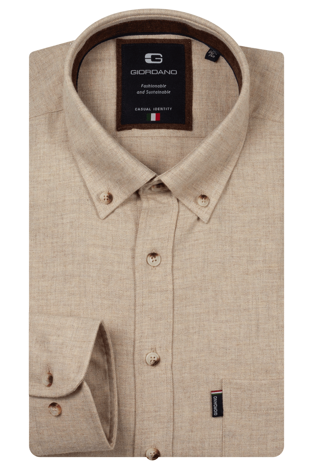 Giordano Dino Flanel Overhemd - Beige