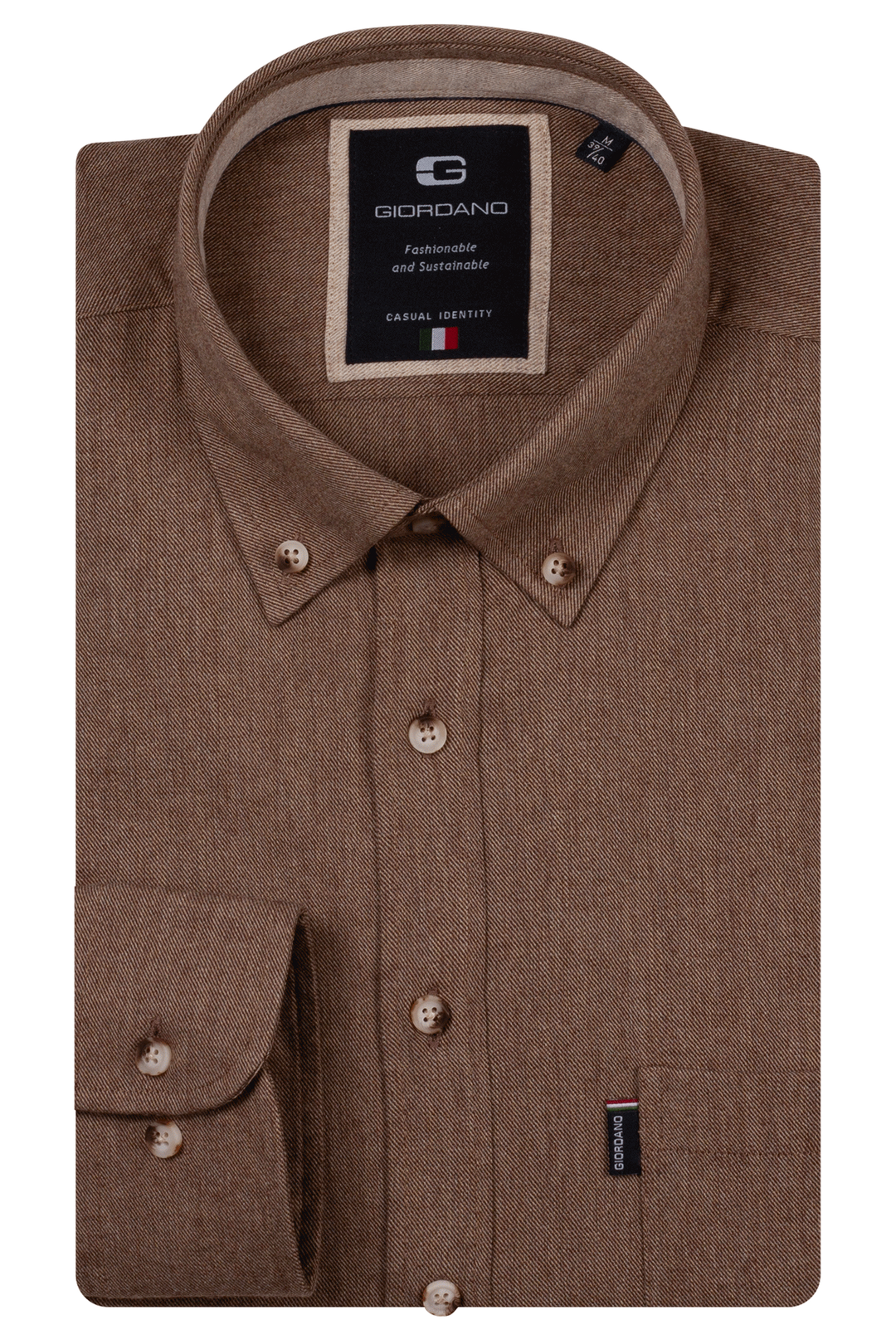 Giordano Dino Flanel Overhemd - Donkerbeige