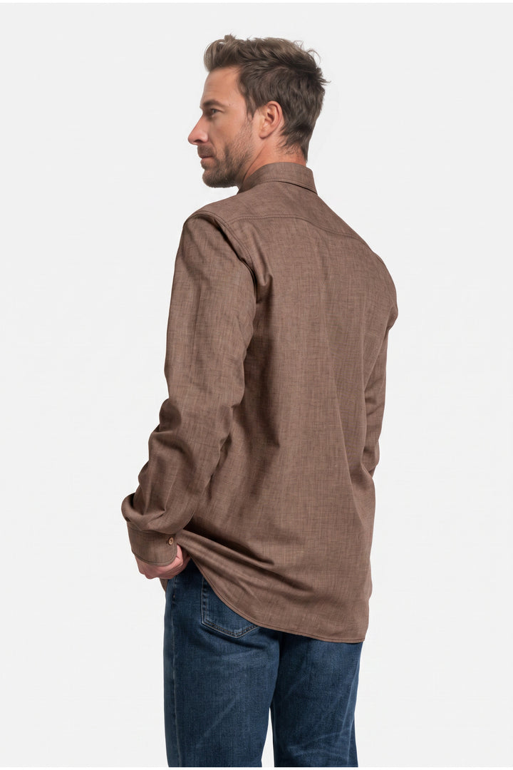 Dino Flanel Overhemd - Donkerbeige