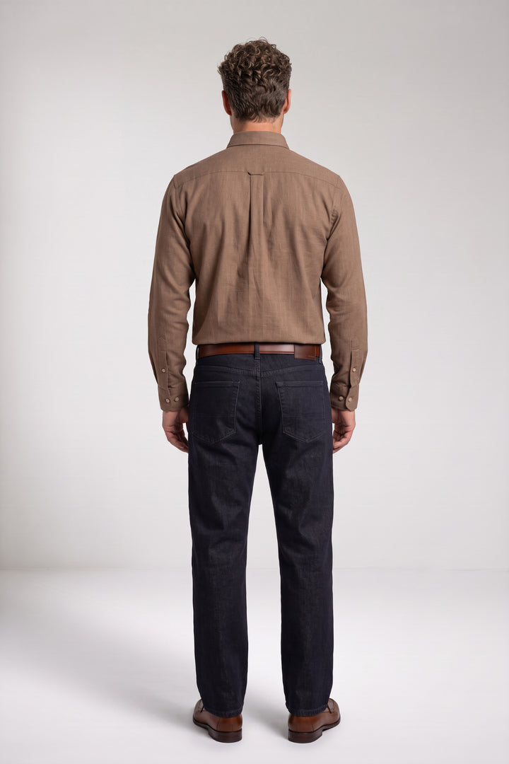 Dino Flanel Overhemd - Donkerbeige