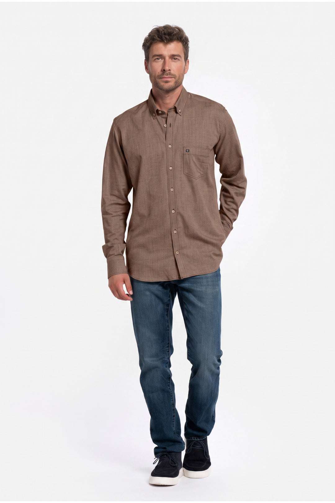 Dino Flanel Overhemd - Donkerbeige