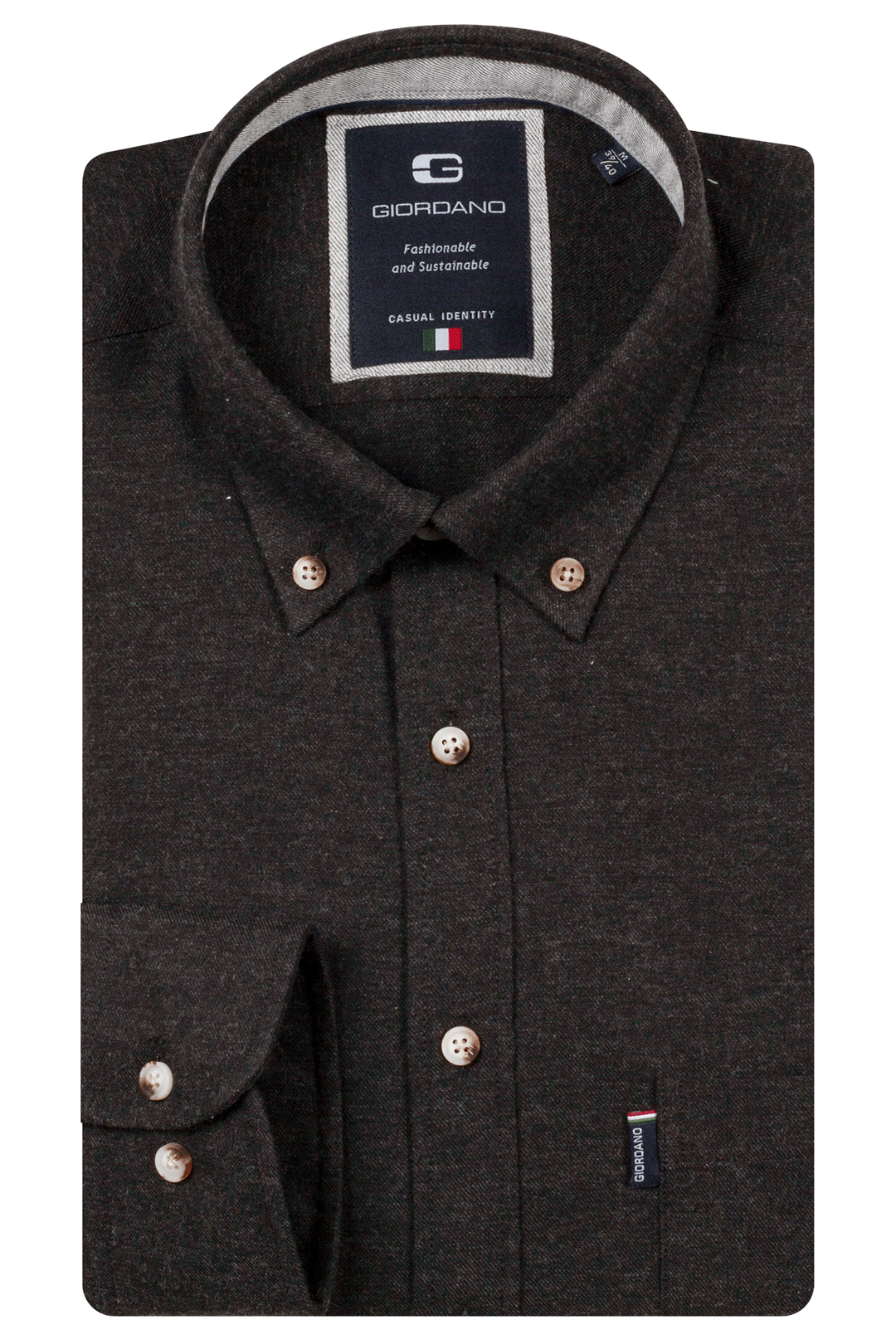 Giordano Dino Flanel Overhemd - Donkergrijs