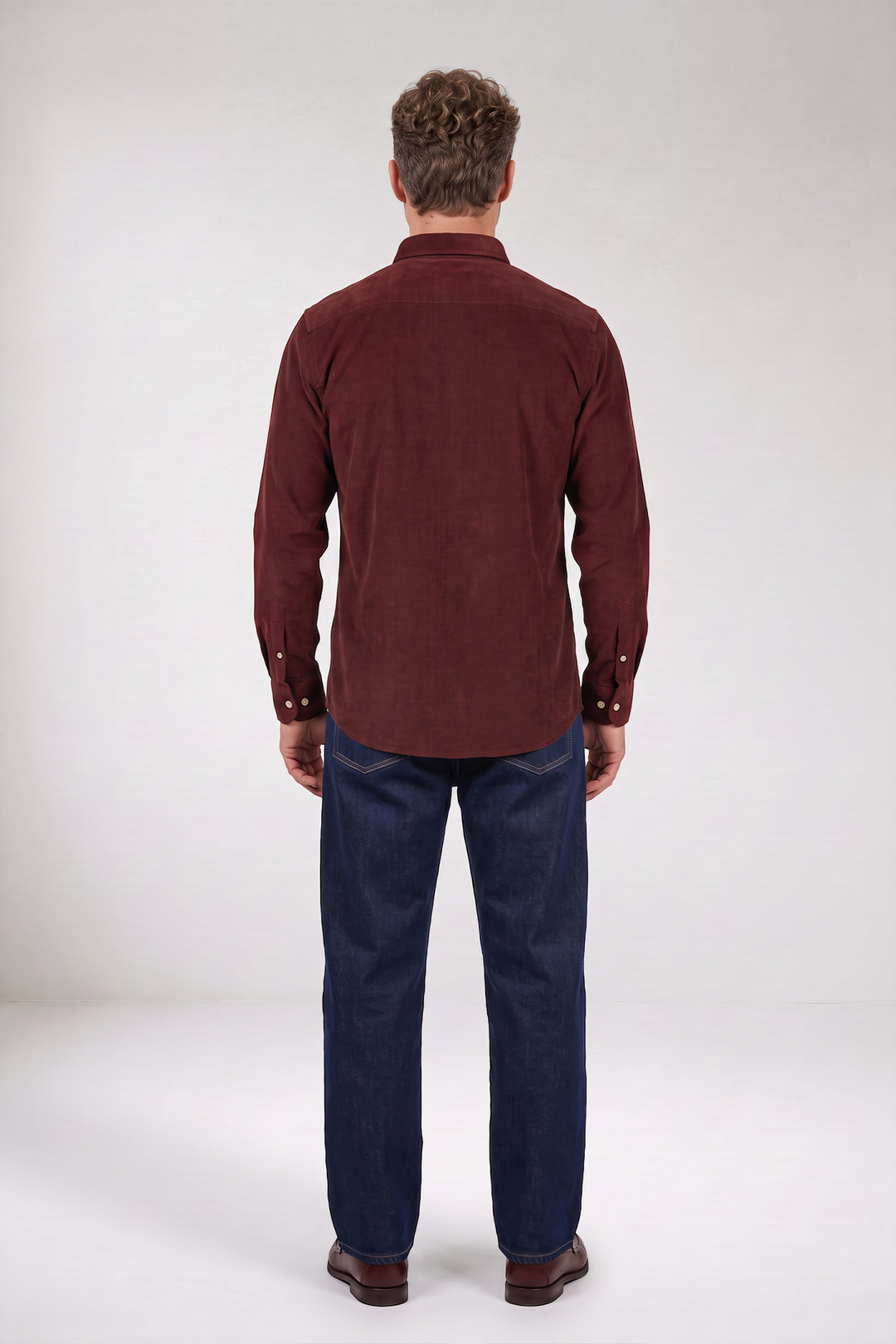 Dino Button Down Corduroy Overhemd - Bordeaux