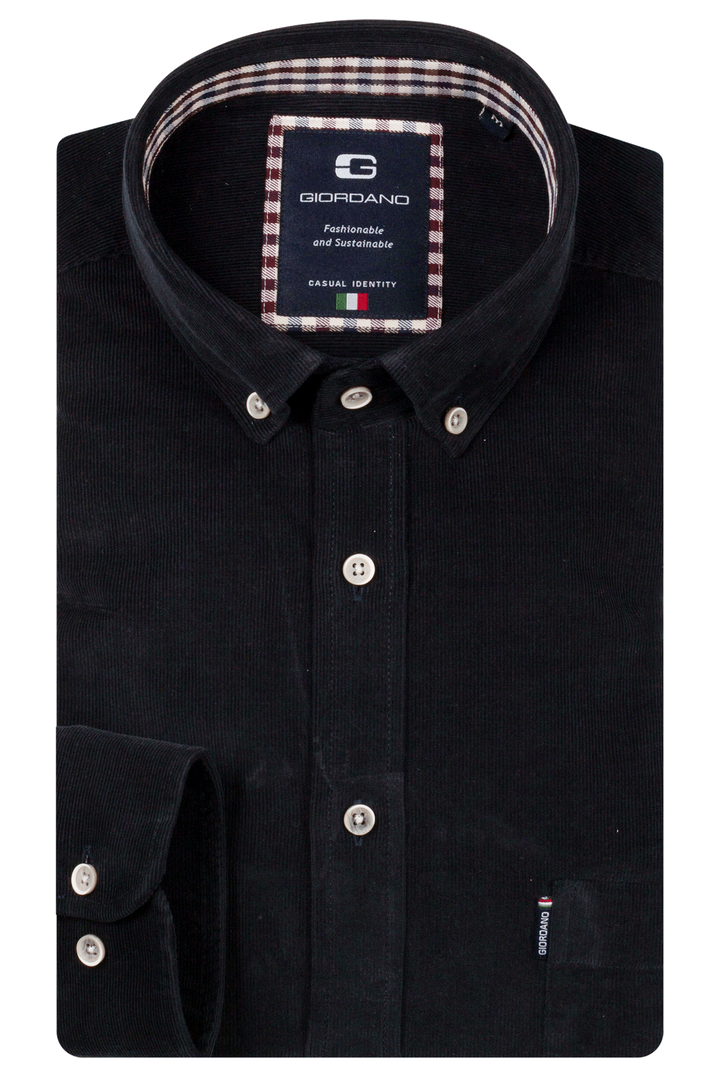Dino Button Down Corduroy Overhemd - Donkerblauw