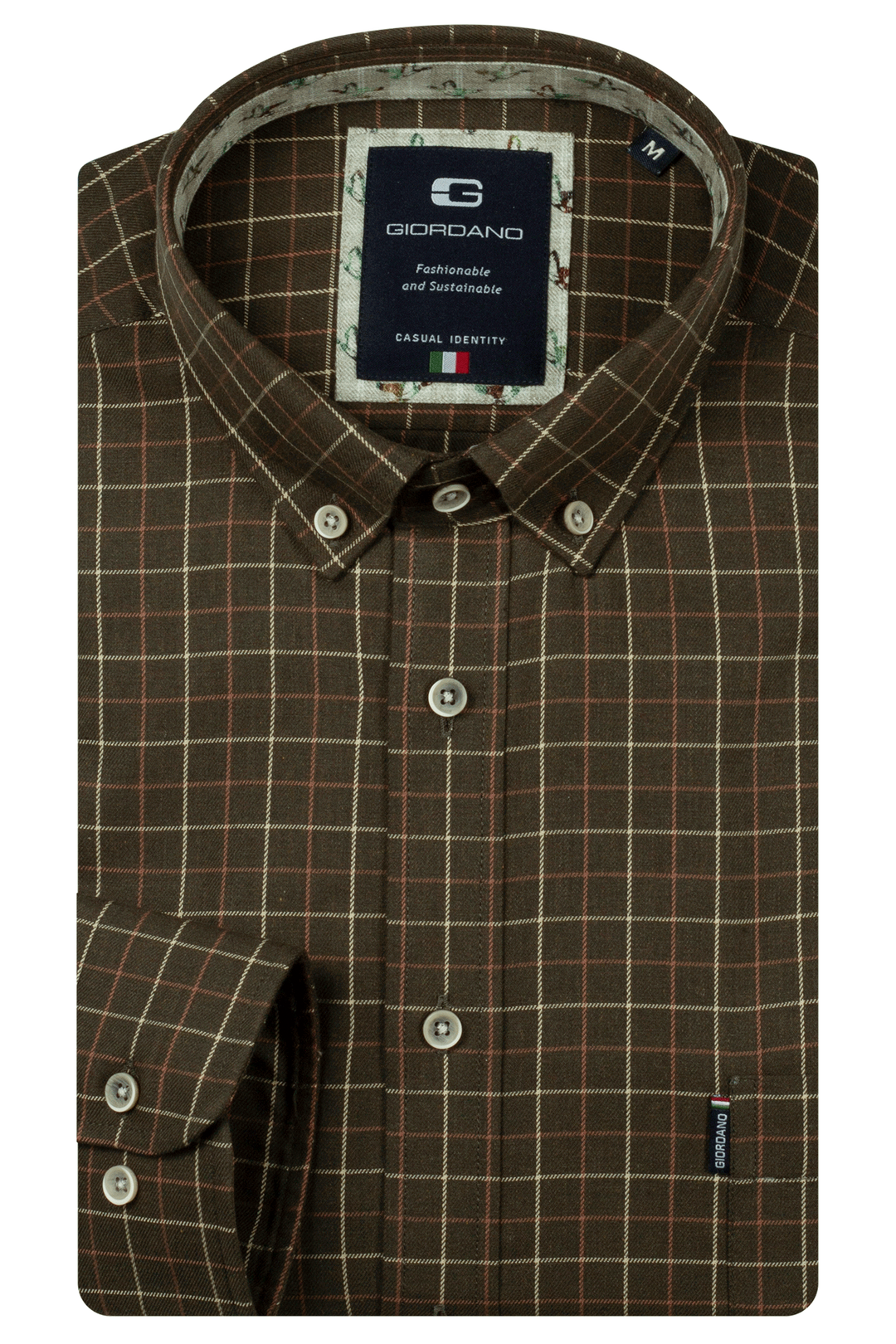 Giordano Dino Button Down Geruit Overhemd - Groen