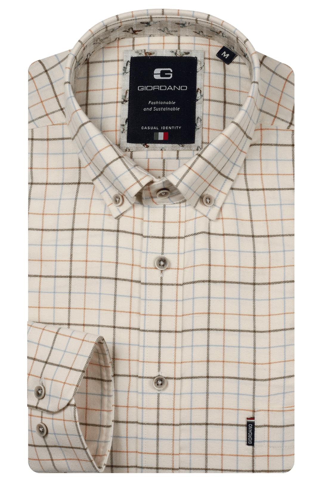 Giordano Dino Button Down Geruit Overhemd - Lichtgroen