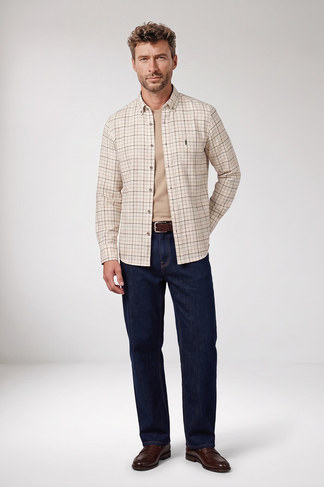 Dino Button Down Geruit Overhemd - Lichtgroen