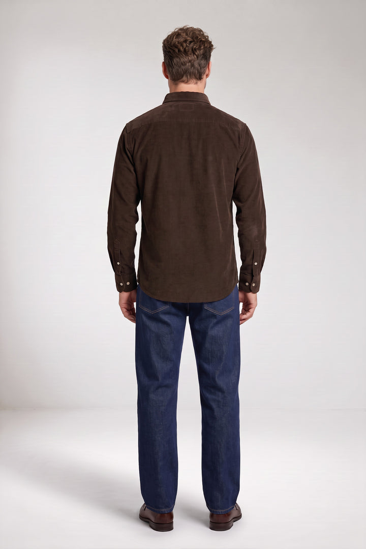 Dino Button Down Corduroy Overhemd - Bruin