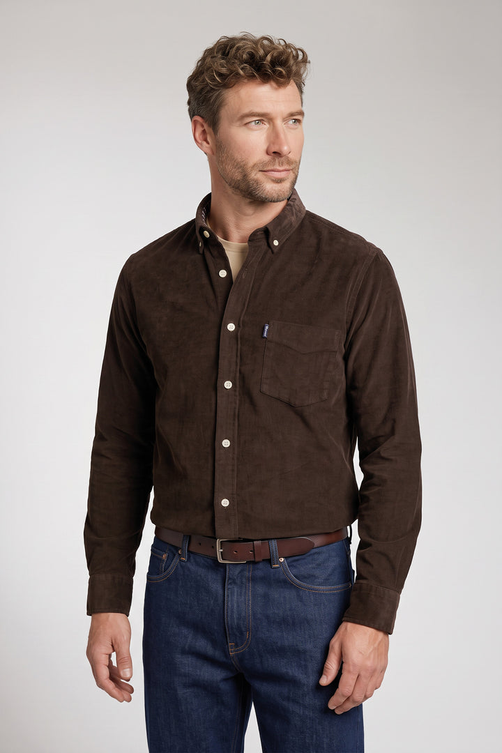 Dino Button Down Corduroy Overhemd - Bruin